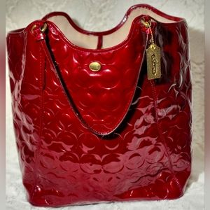 red Coach tote bag